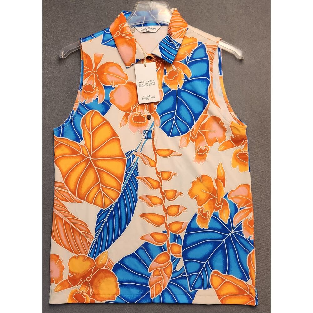 $88 Kenny Flowers the Maui Navy Ladies Golf Polo Top‎ size Medium